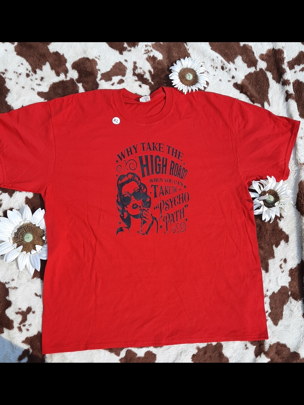 TC Red Short Sleeve Graphic Tee with Black Print